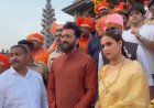 ‘राजा शिवाजी’ चित्रपटाच्या प्रदर्शनापूर्वी रितेश-जिनिलिया देशमुख यांचे भिवंडीतील छत्रपती शिवाजी महाराज मंदिरात दर्शन