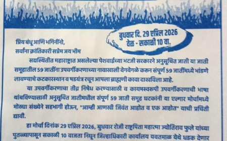 उपवर्गीकरणाच्या नावाखाली समाजात फूट पाडण्याचे षडयंत्र; यवतमाळात २९ एप्रिल रोजी भव्य एल्गार मोर्चा