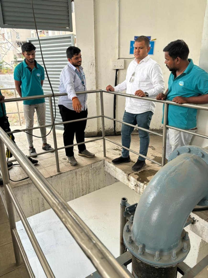 चिखली सांडपाणी प्रक्रिया प्रकल्पाची अभिषेक बारणे यांच्याकडून पाहणी; प्रक्रिया केलेल्या पाण्याच्या पुनर्वापरावर भर