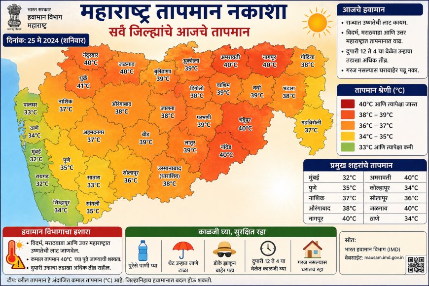 महाराष्ट्रात उन्हाचा तडाखा कायम; अनेक जिल्ह्यांत तापमान ४० अंशांच्या पुढे