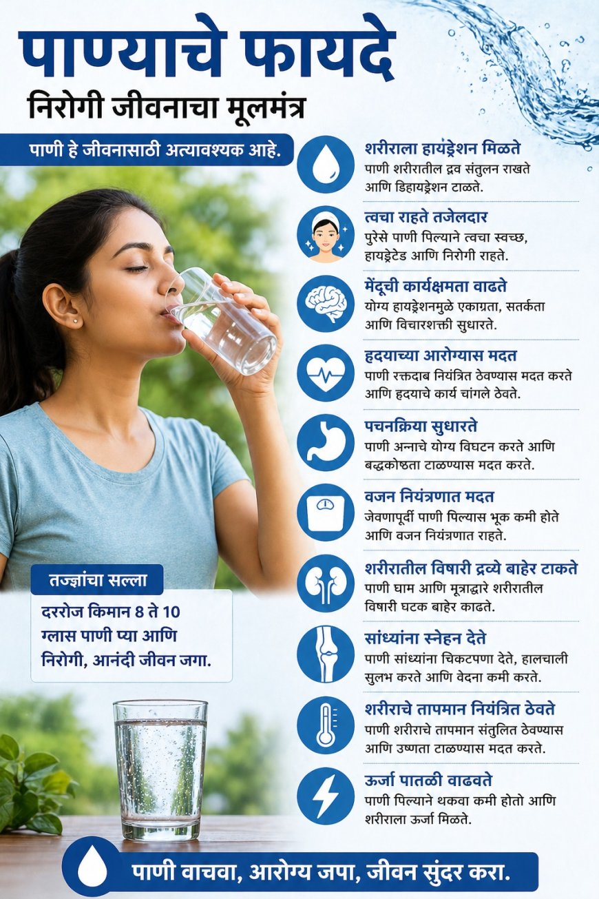 पाणी पिण्याचे फायदे – निरोगी जीवनाचा मूलमंत्र