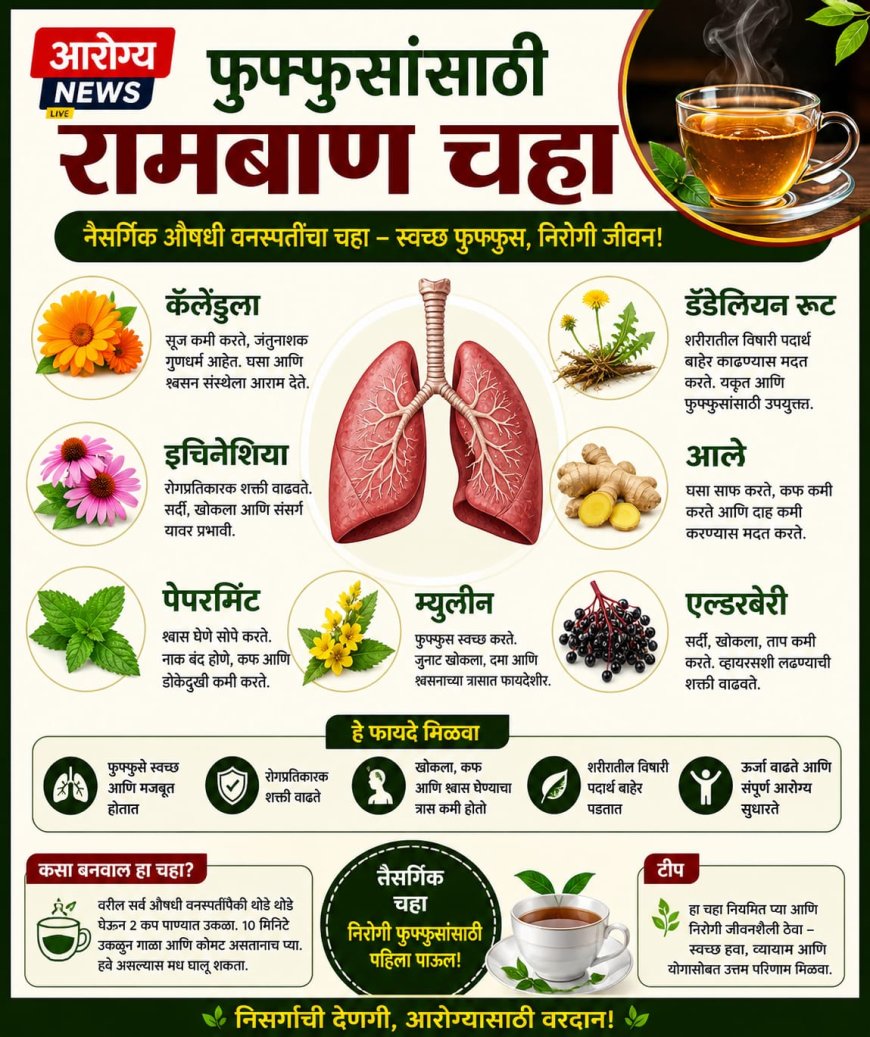 फुफ्फुसांसाठी उपयुक्त नैसर्गिक चहा; श्वसन सुधारण्यासाठी फायदेशीर औषधी वनस्पती