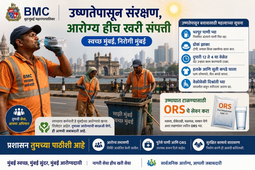 मुंबईत उष्णतेचा वाढता प्रभाव; स्वच्छता कर्मचाऱ्यांसाठी ORS व पाण्याची व्यवस्था करण्याचे आयुक्तांचे निर्देश