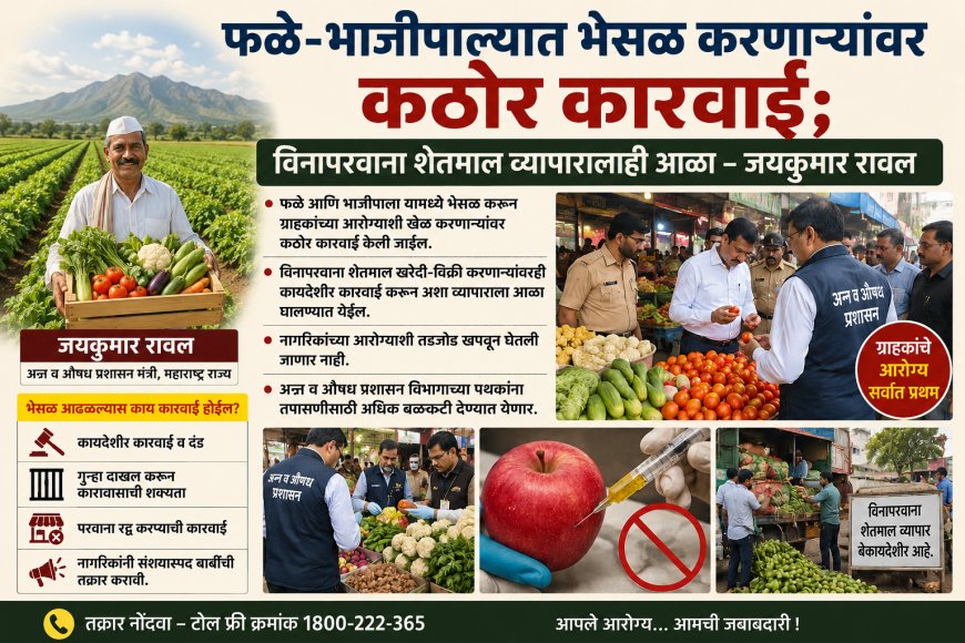 फळे-भाजीपाल्यात भेसळ करणाऱ्यांवर कठोर कारवाई; विनापरवाना शेतमाल व्यापारालाही आळा – जयकुमार रावल