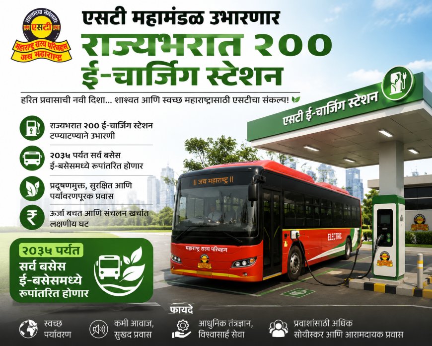 एसटी महामंडळ उभारणार राज्यभरात २०० ई-चार्जिंग स्टेशन; २०३५ पर्यंत सर्व बसेस ई-बसेसमध्ये रूपांतरित होणार