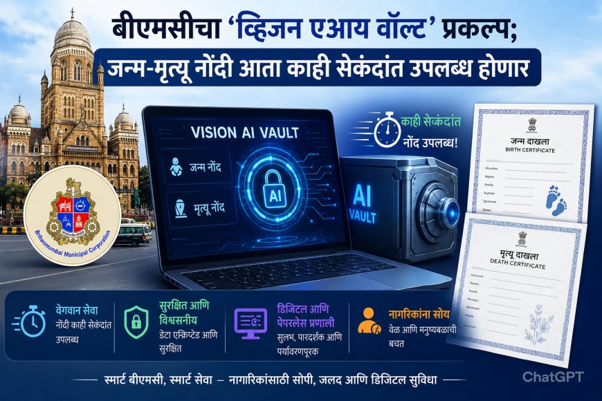बीएमसीचा ‘व्हिजन एआय वॉल्ट’ प्रकल्प; जन्म-मृत्यू नोंदी आता काही सेकंदांत उपलब्ध होणार