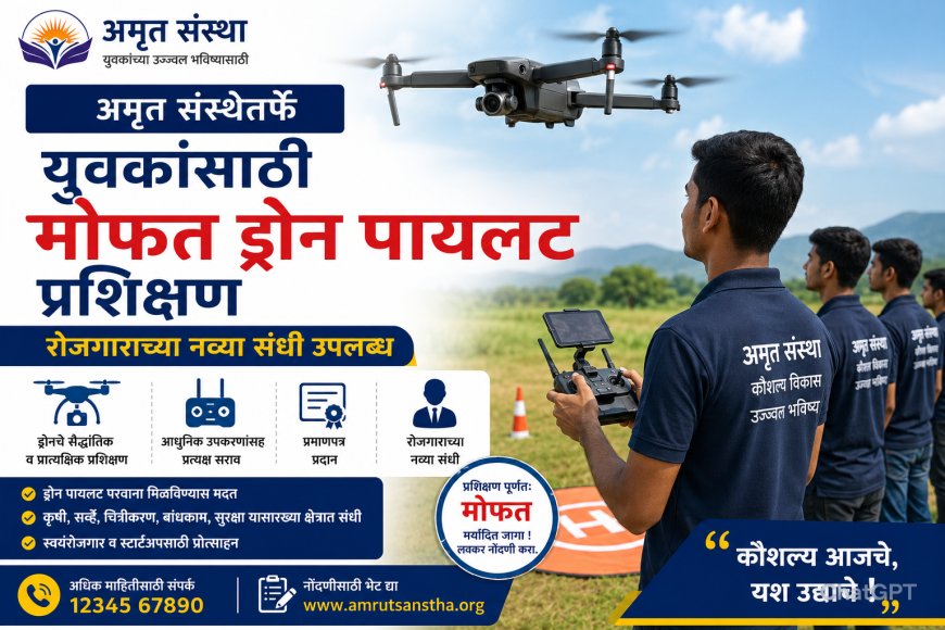 अमृत संस्थेतर्फे युवकांसाठी मोफत ड्रोन पायलट प्रशिक्षण; रोजगाराच्या नव्या संधी उपलब्ध