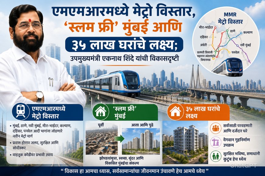 एमएमआरमध्ये मेट्रो विस्तार, ‘स्लम फ्री’ मुंबई आणि ३५ लाख घरांचे लक्ष्य; उपमुख्यमंत्री एकनाथ शिंदे यांची विकासदृष्टी