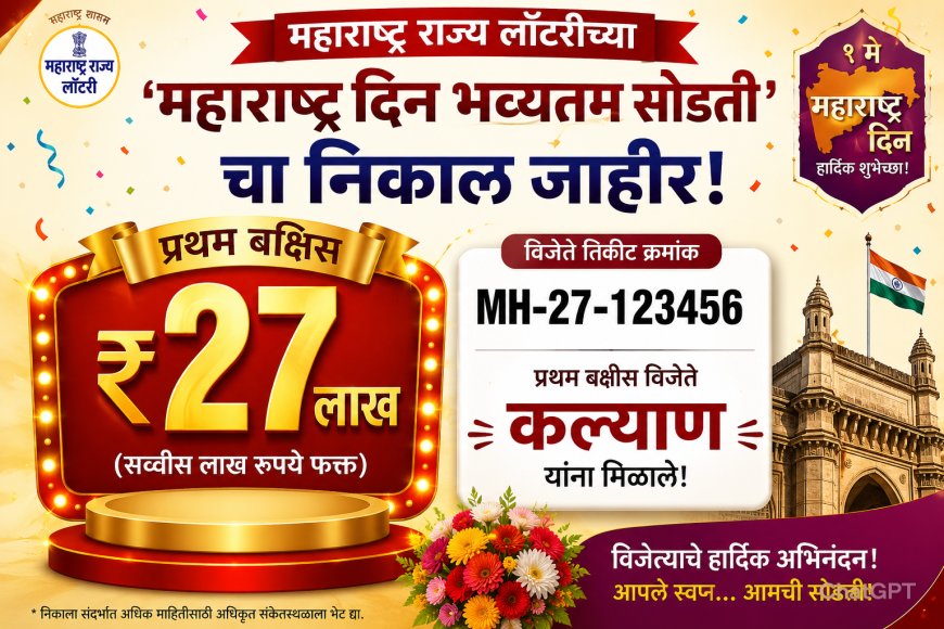 महाराष्ट्र राज्य लॉटरीच्या ‘महाराष्ट्र दिन भव्यतम सोडती’चा निकाल जाहीर; २७ लाखांचे प्रथम बक्षीस कल्याणला