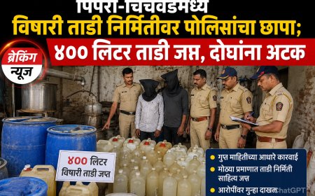 पिंपरी-चिंचवडमध्ये विषारी ताडी निर्मितीवर पोलिसांचा छापा; ४०० लिटर ताडी जप्त, दोघांना अटक