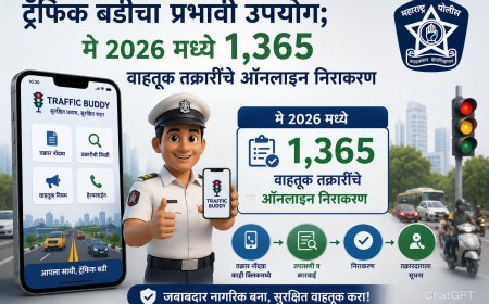 ट्रॅफिक बडीचा प्रभावी उपयोग; मे 2026 मध्ये 1,365 वाहतूक तक्रारींचे ऑनलाइन निराकरण