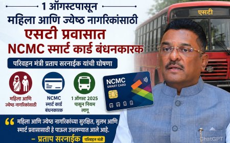 1 ऑगस्टपासून महिला आणि ज्येष्ठ नागरिकांसाठी एसटी प्रवासात NCMC स्मार्ट कार्ड बंधनकारक; परिवहन मंत्री प्रताप सरनाईक यांची घोषणा