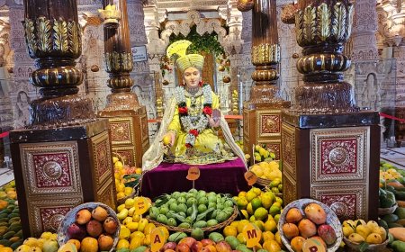 नाशिकमध्ये बीएपीएस स्वामिनारायण मंदिरात आंबा महोत्सव; एक टनाहून अधिक आंब्यांची भव्य सजावट