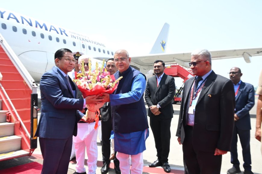 म्यानमारचे राष्ट्राध्यक्ष यू मीन आँग ह्लाइंग यांचे मुंबईत आगमन; राज्यपाल जिष्णू देव वर्मा यांनी केले स्वागत