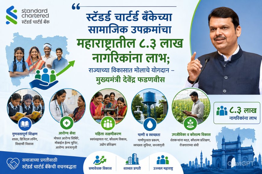 स्टँडर्ड चार्टर्ड बँकेच्या सामाजिक उपक्रमांचा महाराष्ट्रातील ८.३ लाख नागरिकांना लाभ; राज्याच्या विकासात मोलाचे योगदान – मुख्यमंत्री देवेंद्र फडणवीस