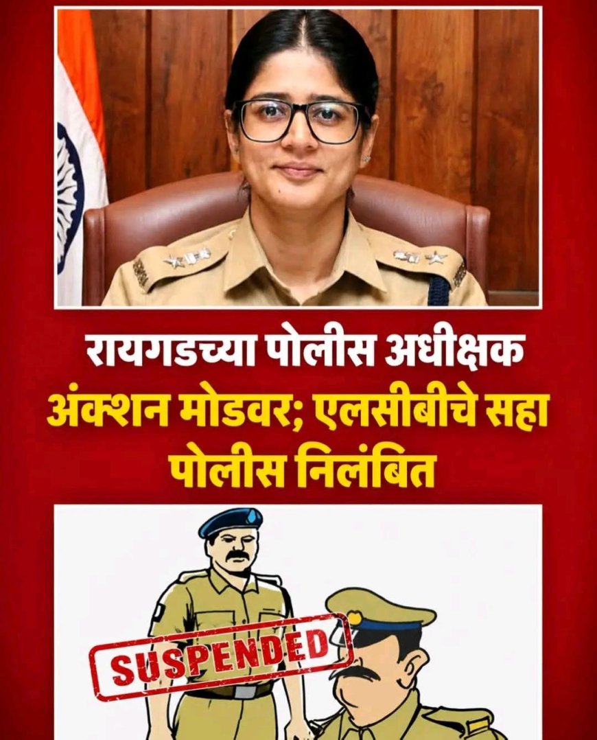 रायगडचे पोलीस अधीक्षक अॅक्शन मोडवर; एलसीबीचे सहा पोलीस कर्मचारी निलंबित, चोरीच्या मुद्देमालाच्या नोंदीत गंभीर विसंगती