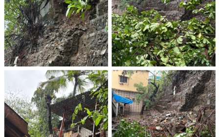 नेताजी नगर येथे डोंगराचा काही भाग कोसळला; मदत व बचावकार्य युद्धपातळीवर, हरिष भांदिर्गे यांची घटनास्थळी धाव