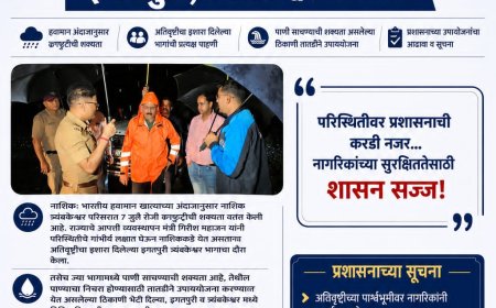 ढगफुटीच्या इशाऱ्याच्या पार्श्वभूमीवर आपत्ती व्यवस्थापन मंत्री गिरीश महाजन यांचा इगतपुरी-त्र्यंबकेश्वर दौरा; यंत्रणांना सतर्कतेचे निर्देश