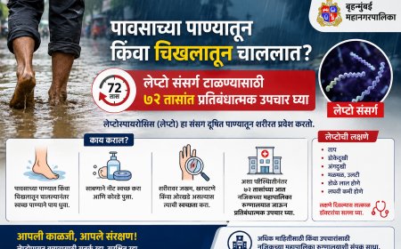 पावसाच्या पाण्यातून किंवा चिखलातून चाललात? लेप्टो संसर्ग टाळण्यासाठी ७२ तासांत प्रतिबंधात्मक उपचार घ्या – बृहन्मुंबई महानगरपालिकेचे आवाहन