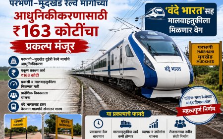 परभणी–मुदखेड रेल्वे मार्गाच्या आधुनिकीकरणासाठी ₹163 कोटींचा प्रकल्प मंजूर; 'वंदे भारत'सह मालवाहतुकीला मिळणार वेग