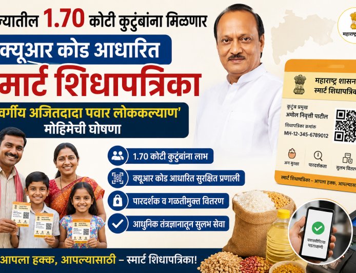 राज्यातील १.७० कोटी कुटुंबांना मिळणार क्यूआर कोड आधारित स्मार्ट शिधापत्रिका; ‘स्वर्गीय अजितदादा पवार लोककल्याण’ मोहिमेची घोषणा