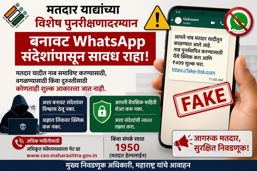मतदार याद्यांच्या विशेष पुनरीक्षणादरम्यान बनावट WhatsApp संदेशांपासून सावध राहा; मुख्य निवडणूक अधिकाऱ्यांचे आवाहन