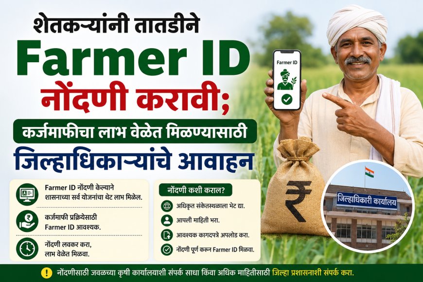 शेतकऱ्यांनी तातडीने Farmer ID नोंदणी करावी; कर्जमाफीचा लाभ वेळेत मिळण्यासाठी जिल्हाधिकाऱ्यांचे आवाहन