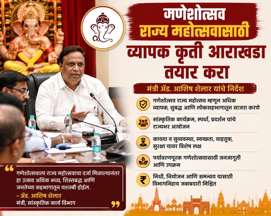 गणेशोत्सव राज्य महोत्सवासाठी व्यापक कृती आराखडा तयार करा; मंत्री ॲड. आशिष शेलार यांचे निर्देश
