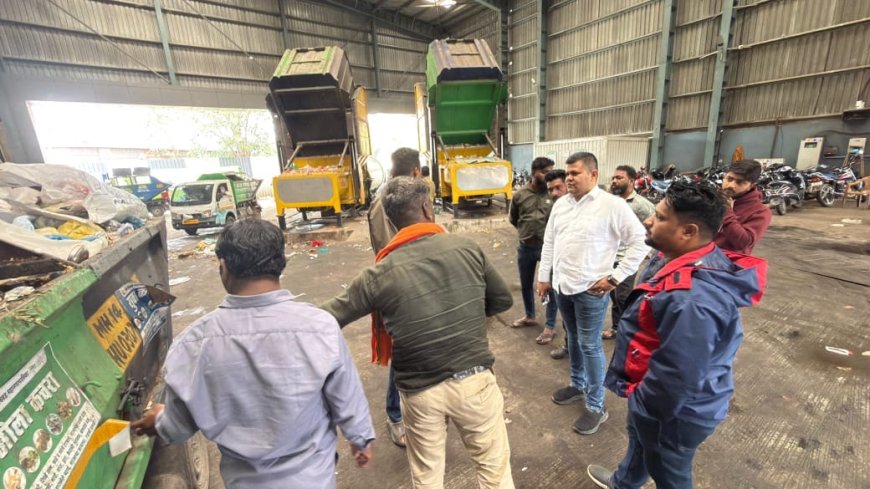 काळेवाडी कचरा संकलन केंद्राची स्थायी समिती सभापती अभिषेक बारणे यांच्याकडून पाहणी; सक्षम घनकचरा व्यवस्थापनासाठी दूरदृष्टीचे नियोजन करण्याचे निर्देश