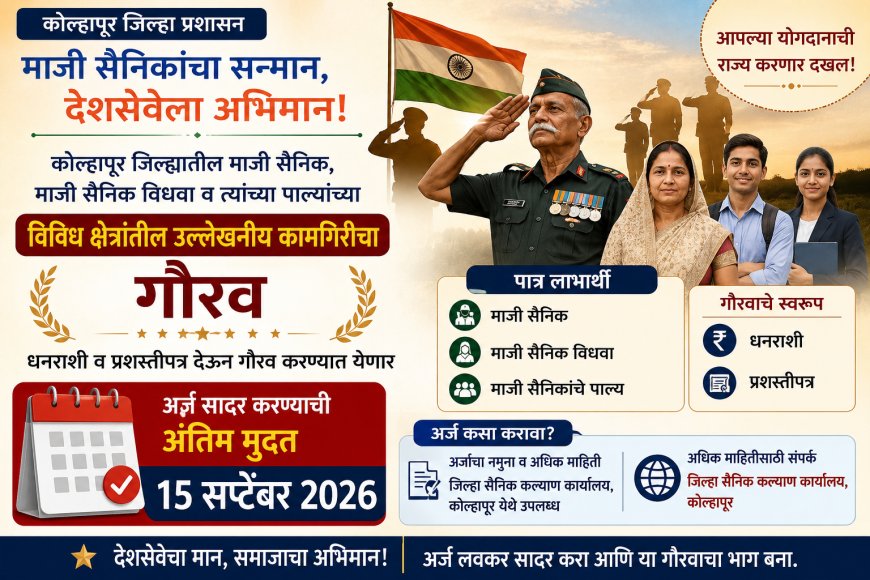 माजी सैनिक व त्यांच्या पाल्यांचा होणार सन्मान; 15 सप्टेंबरपर्यंत अर्ज करण्याचे आवाहन