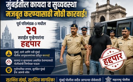 पूर्व परिमंडळ-३ मधील २१ सराईत गुन्हेगारांना मुंबई, ठाणे व नवी मुंबईच्या हद्दीतून हद्दपार