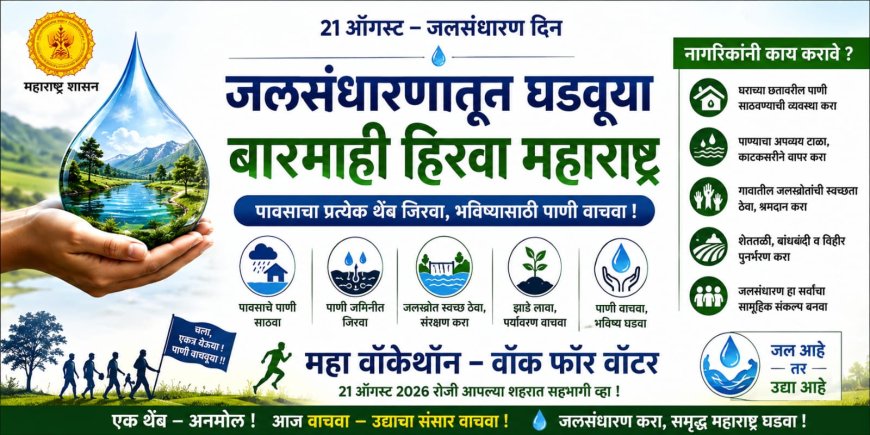 जलसंधारणातून घडवूया बारमाही हरित महाराष्ट्र; २१ ऑगस्टचा जलसंधारण दिन ठरू दे लोकचळवळीची नवी सुरुवात