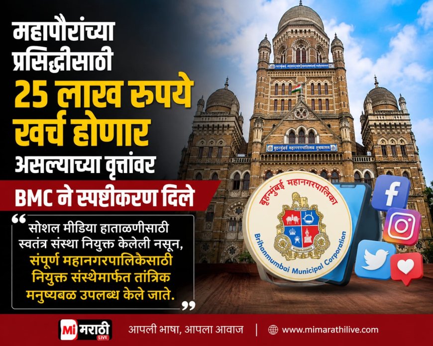 महापौर कार्यालयाच्या सोशल मीडिया हाताळणीसाठी स्वतंत्र २५ लाखांचा खर्च नाही; BMCकडून वस्तुस्थिती स्पष्ट