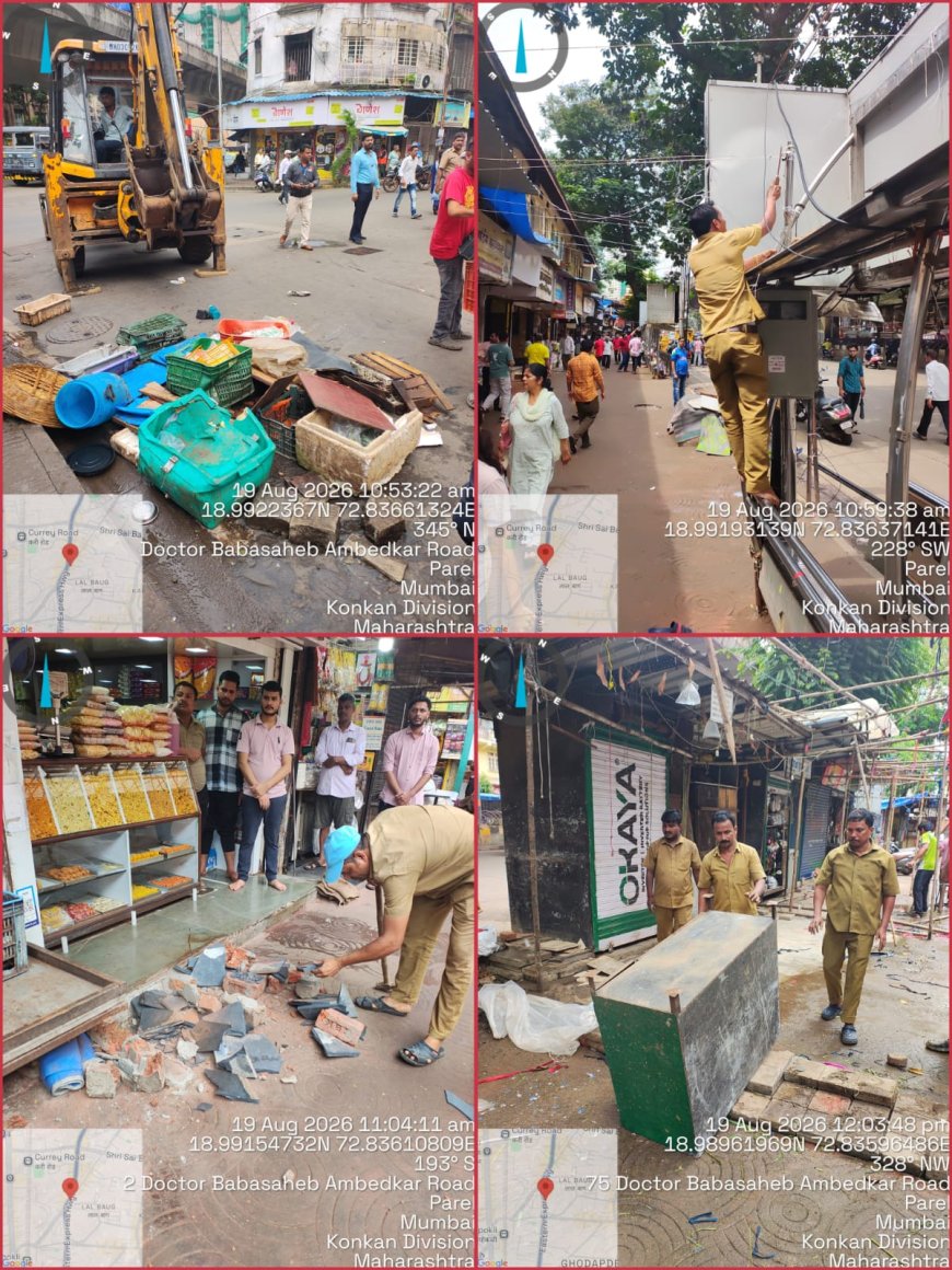 पादचारी प्रथम’ अभियानाला वेग; लालबाग परिसरातील ६ अनधिकृत दुकाने आणि ४३ फेरीवाल्यांवर महापालिकेची कारवाई