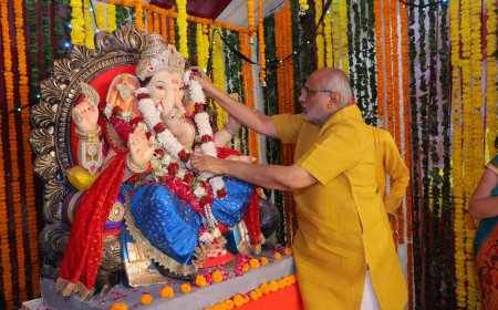 महाराष्ट्र सदनात उत्साहात गणरायाची प्रतिष्ठापना; उपराष्ट्रपती सी. पी. राधाकृष्णन यांच्या हस्ते पूजन