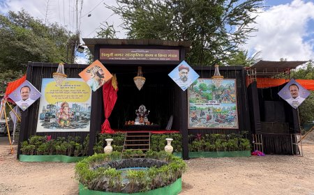 नाशिकच्या खड्ड्यांवर गणपती बाप्पाचाच सवाल; त्रिमूर्ती नगर मित्र मंडळाचा समाजप्रबोधन करणारा देखावा