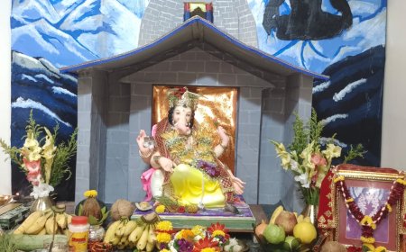 घणसोलीत मढवी परिवाराचा पर्यावरणपूरक गणेशोत्सव; शाडू मातीच्या बाप्पाचे कृत्रिम टाकीत सातव्या दिवशी विसर्जन