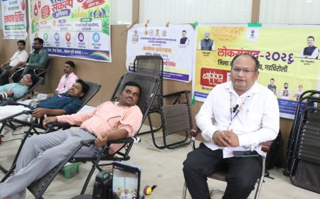 लोकसंवाद-२०२६’मधून रक्तदानाबाबत नागरिकांच्या शंकांचे निरसन; गडचिरोलीत रक्तदान शिबिराला उत्स्फूर्त प्रतिसाद