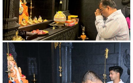सचिन अहिर, रवींद्र चव्हाण आणि महापौर रितू तावडे यांनी घेतले खासदार संजय दिना पाटील यांच्या गणरायांचे दर्शन