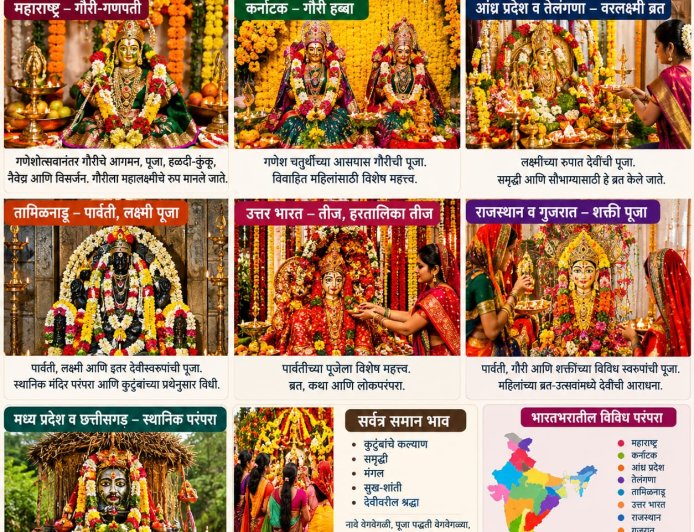 महाराष्ट्राबाहेरही गौरी पूजनाची परंपरा; देशभरात देवीच्या विविध रूपांची आराधना