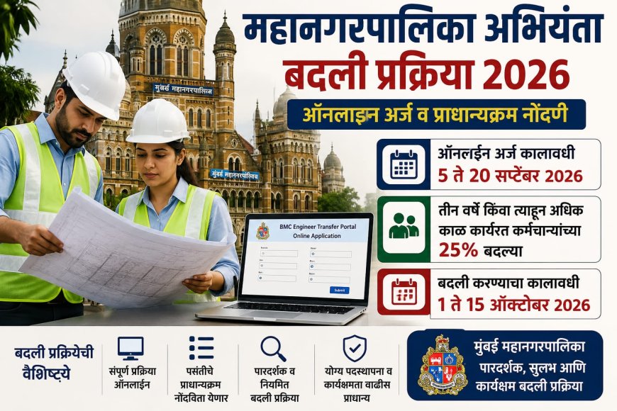 अभियंत्यांच्या बदल्यांसाठी ऑनलाइन प्रक्रिया; ५ ते २० सप्टेंबरदरम्यान प्राधान्यक्रम नोंदविता येणार