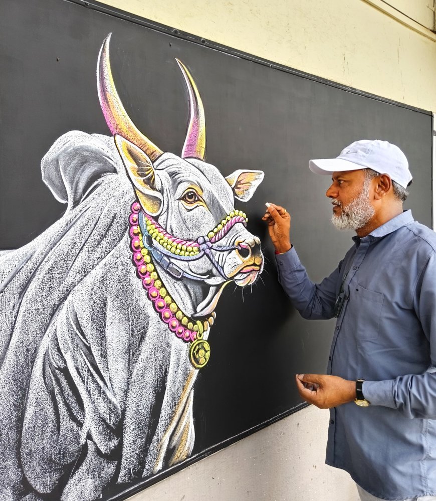 इडा पिडा जावो, बळीचे राज्य येवो’; भाटगावच्या शाळेच्या दर्शनी फलकावर बैलपोळ्याचा सुंदर संदेश