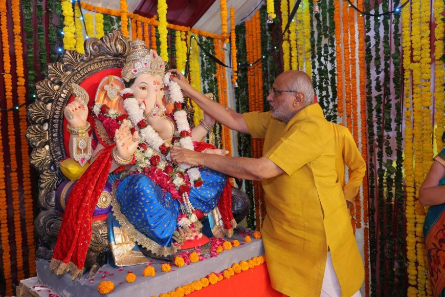 महाराष्ट्र सदनात उत्साहात गणरायाची प्रतिष्ठापना; उपराष्ट्रपती सी. पी. राधाकृष्णन यांच्या हस्ते पूजन