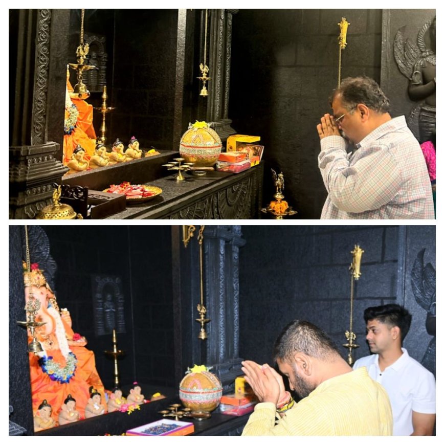 सचिन अहिर, रवींद्र चव्हाण आणि महापौर रितू तावडे यांनी घेतले खासदार संजय दिना पाटील यांच्या गणरायांचे दर्शन