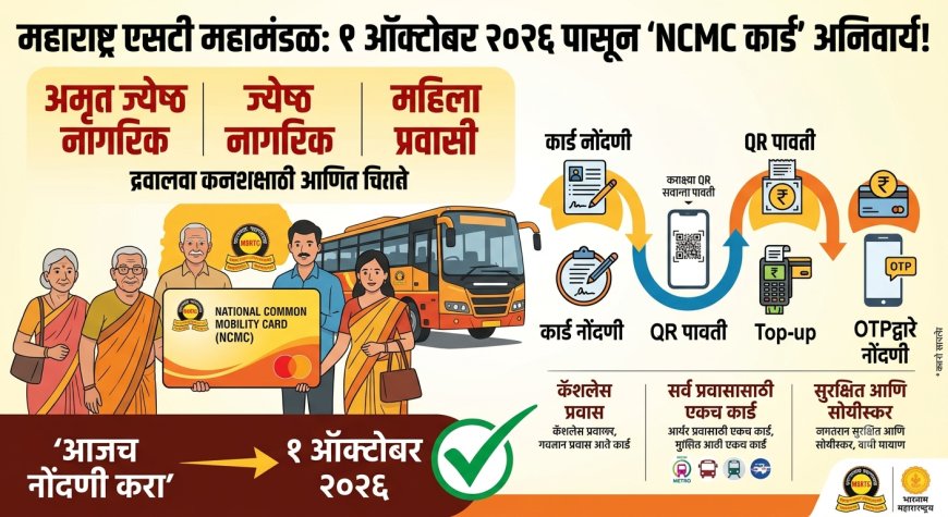 ज्येष्ठ नागरिक आणि महिला प्रवाशांसाठी आता NCMC कार्ड अनिवार्य; १ ऑक्टोबरपासून सवलतीचे तिकीट कार्डद्वारेच